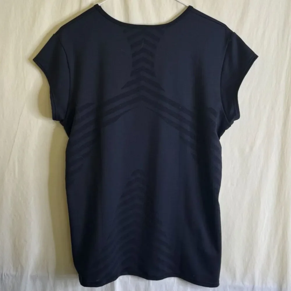 Women's Nike Dri Fit Black Athletic Short-Sleeve Top Textured Side Panels Size L